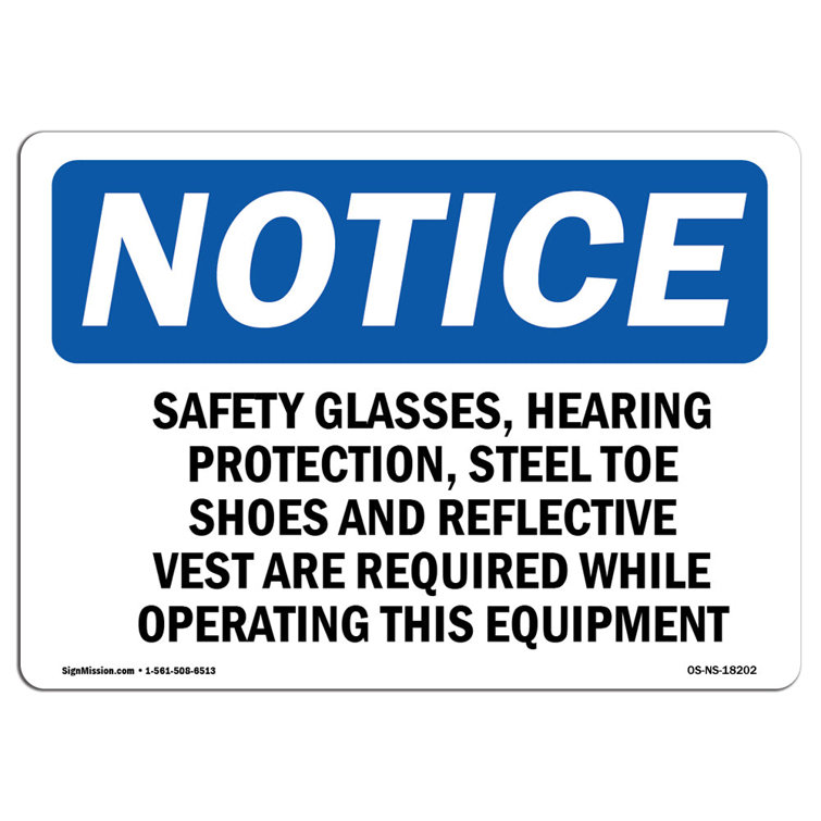 SignMission Safety Glasses Hearing Protection Steel Sign Wayfair